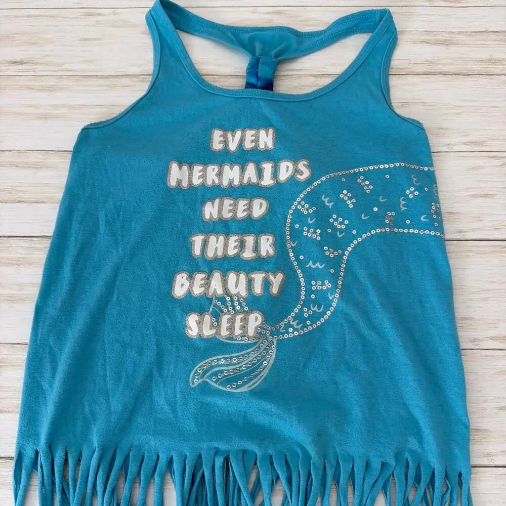 Justice blue tie dye set with mermaid graphic and text